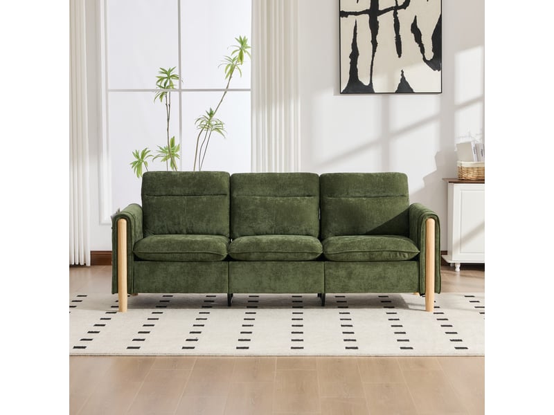 Canapé d'angle 3 places, avec pouf de rangement, 201x77x86cm, vert - Conforama D