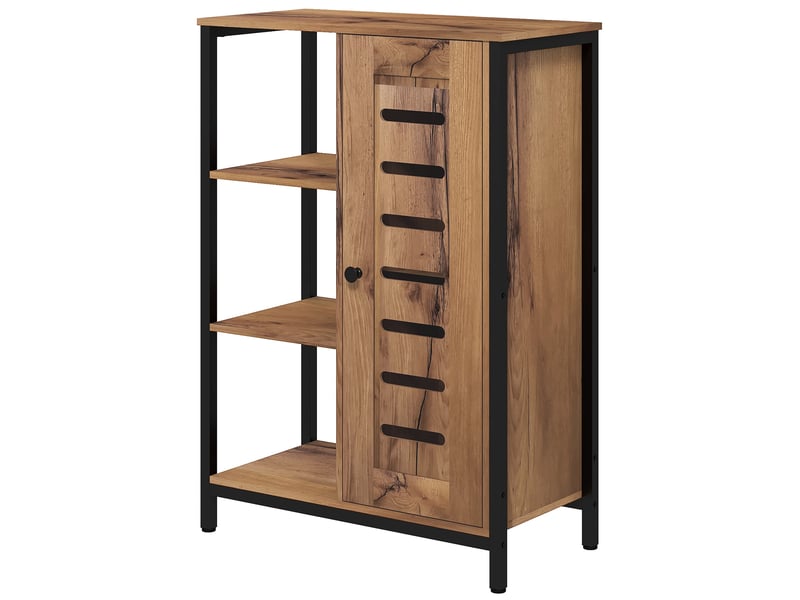  Meuble de salle de bain autoportant de style industriel avec structure en acier, 3 étagères ouvertes, 60 x 30 x 85 cm, brun rustique  - Conforama B