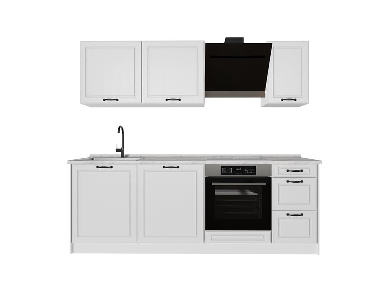  Vicco cuisine, blanc campagneblanc, 220cm plan de travail marbre  - Conforama A
