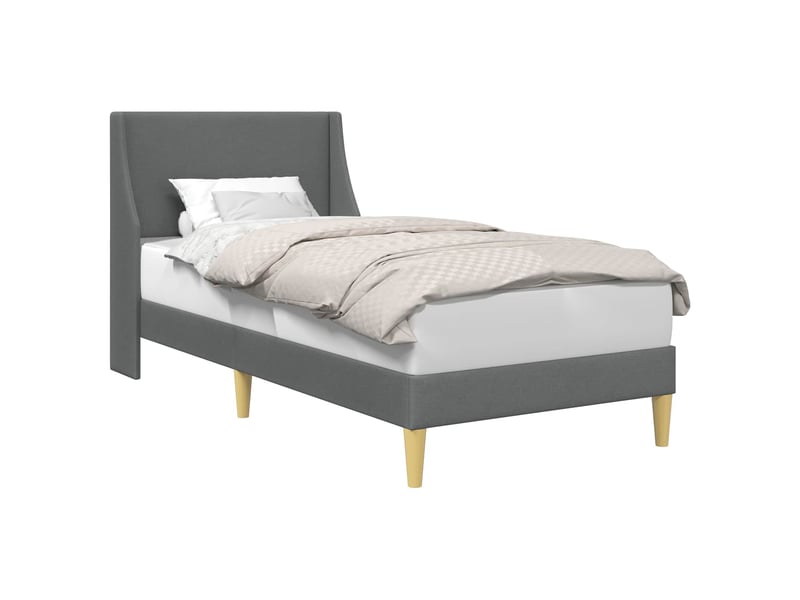  Lit simple- lit adulte -  cadre de lit uni avec tête de lit gris foncé 100 x 200 cm tissu  - Conforama A