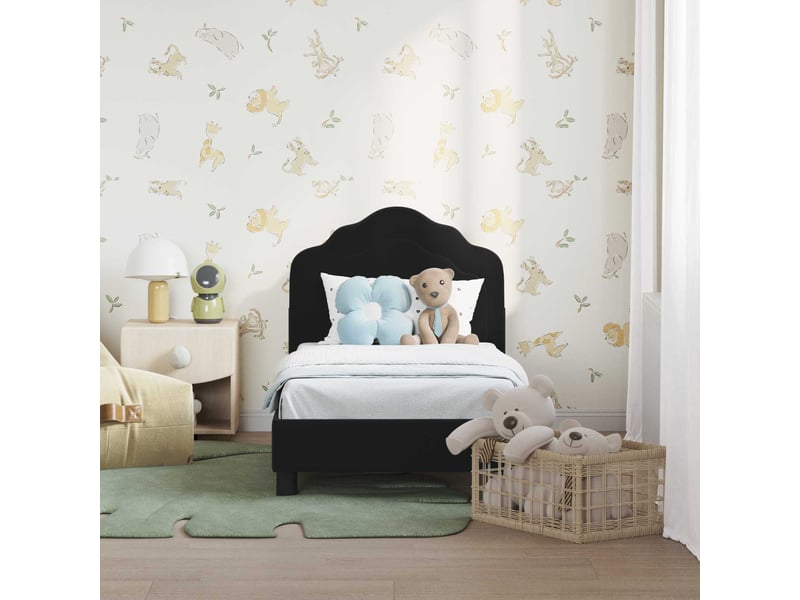 Lit simple- lit adulte -  cadre de lit pour tout-petit avec tête de lit noir 70 x 140 cm  - Conforama B