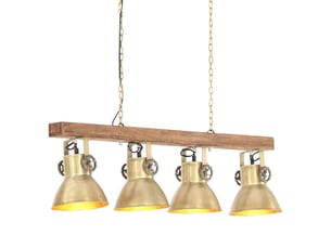 Plafonnier industriel, lampe plafond laiton e27 bois de manguier