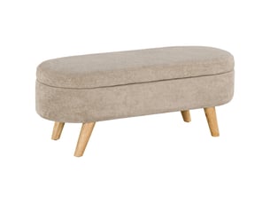 Banc de chevet rembourré avec espace de rangement rétractable, en bois et polyester, 110 x 40 x 43 cm, beige