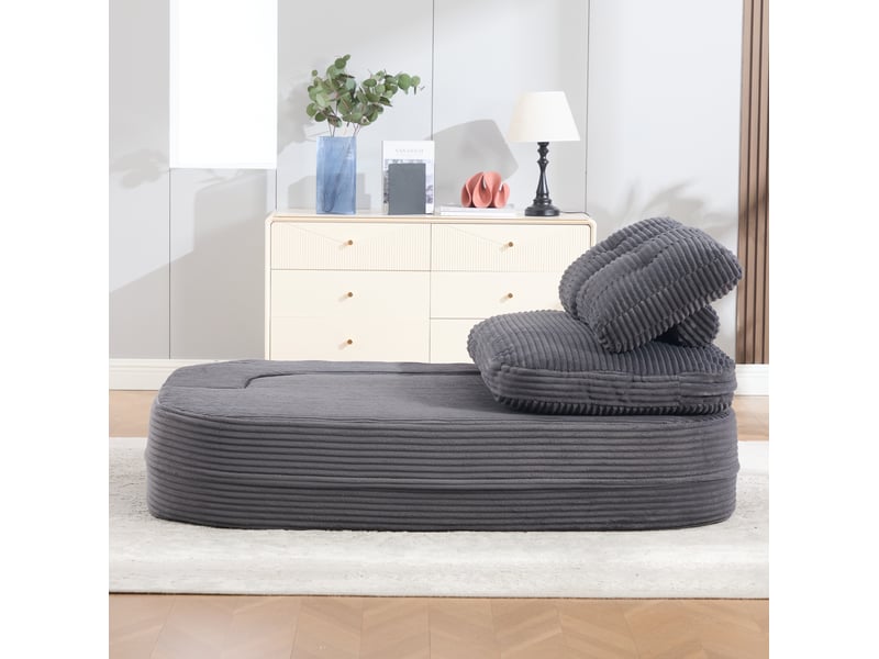  Canapé convertible 2 places modenvie 165 x 97 x 61 cm velours côtelé gris foncé avec porte-gobelets  - Conforama E