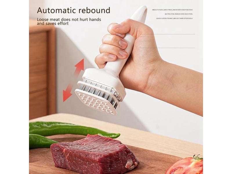  Aiguille d'attendrisseur de viande en acier inoxydable, marteau d'attendrisseur de steak, outil de cuisine, gadgets de cuisine, casse-côtes, blanc  - Conforama C