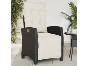 Chaise inclinable de jardin et repose-pied noir résine tressée shl5036