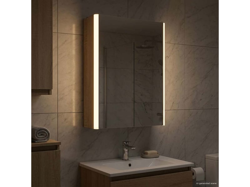  Armoire miroir salle de bain, meuble de rangement chêne sonoma 33x11.5x50 cm  - Conforama B