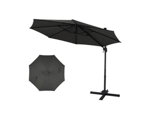 Parasol déporté octogonal 3x3m, parasols de jardin extérieur, anti uv & résistant au vent, parasol à manivelle rotatif 360°, réglable en 6 positions