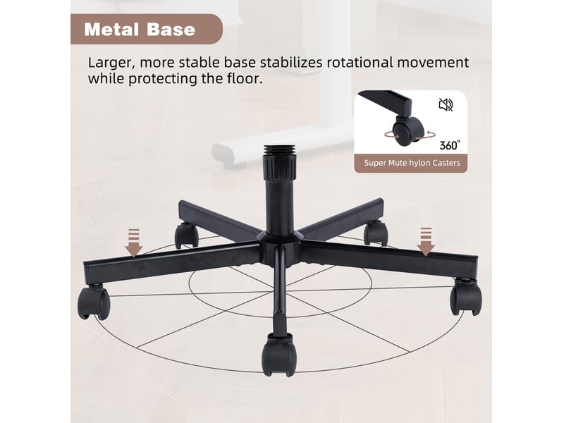  Chaise de bureau rose en velours, accoudoirs rabattables, pivotante 360° et réglable en hauteur pour le télétravail  - Conforama E