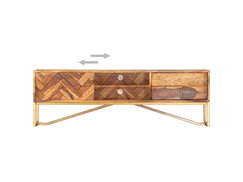  Meuble tv - banc tv - meuble de rangement 140x30x45 cm bois de sesham massif  - Conforama C