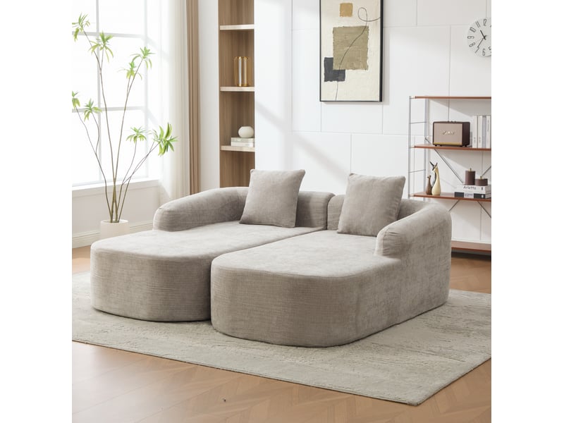  Canapé modulable 2 places avec chaise longue en chenille gris  - Conforama B