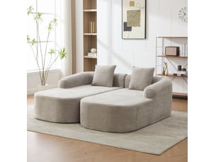 Canapé modulable 2 places avec chaise longue en chenille gris