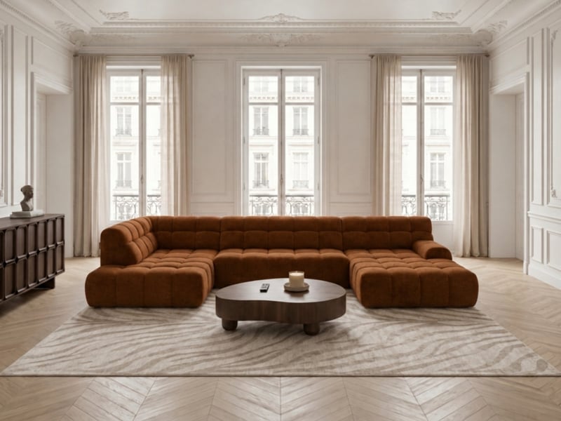  Bobochic canapé panoramique avance-recule électrique andre tissu texturé orange  angle gauche ANDRE - Conforama B