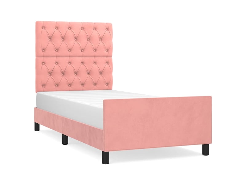 Lit simple- lit adulte - cadre de lit sans matelas rose 80x200 cm velours - Conforama A
