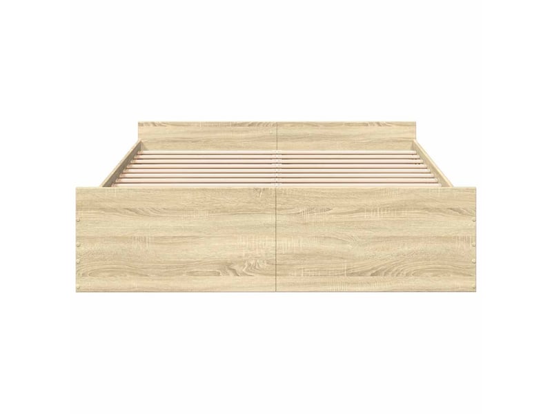 Lit double- lit adulte - cadre de lit avec tiroirs sans matelas chêne sonoma 150x200 cm - Conforama C