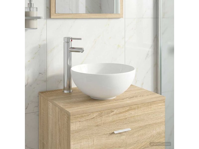  Lavabo de salle de bain avec robinet et drain chrome shl1409  - Conforama B