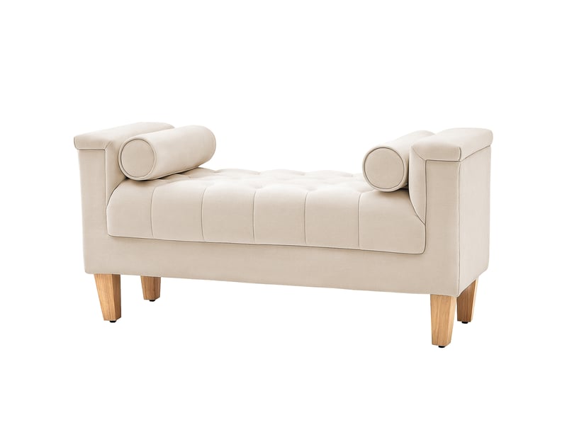  Banquette capitonnée, style vintage, 2 coussins, revêtement chenille, 115 x 44 x 58 cm, beige  - Conforama B