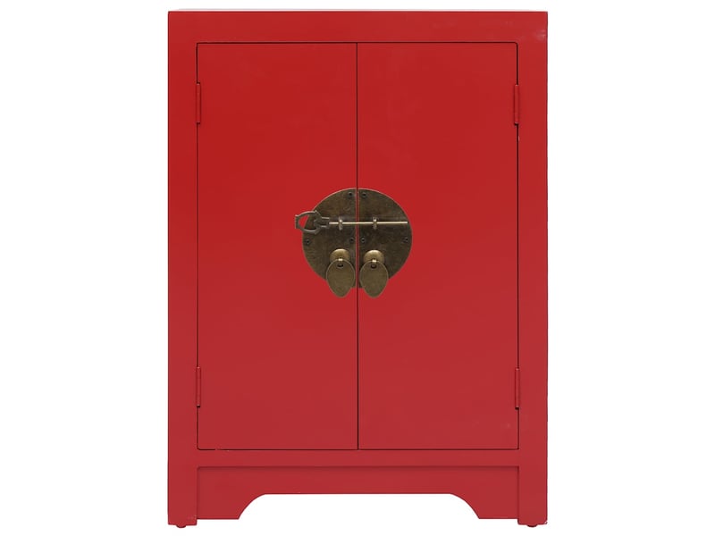  Table de chevet - cabinet de chevet - table de nuit rouge 38 x 28 x 52 cm bois de paulownia  - Conforama A