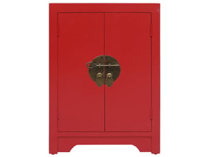 Table de chevet - cabinet de chevet - table de nuit rouge 38 x 28 x 52 cm bois de paulownia