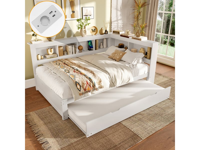  Lit convertible en panneaux de fibres moyenne densité et pin blanc 140x200 cm  - Conforama B