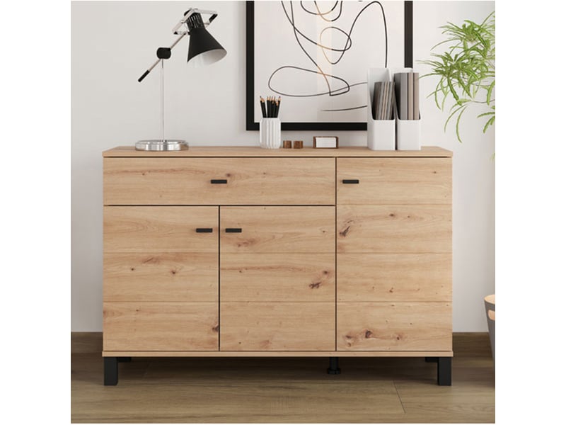  Buffet uyuni, commode un tiroir, 116x35x78h cm chêne marron noeuds Uyuni - Conforama B
