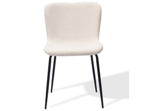 Lot de 2 chaises de salle à manger blanches en tissu et métal