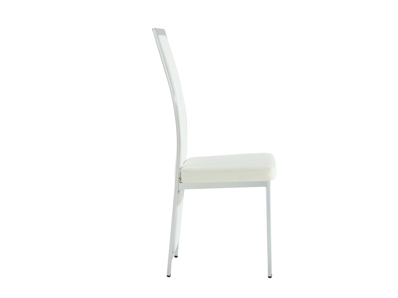  Chaises de salle à manger minimalistes, lot de 2, pu blanc et métal argenté, h109 cm  - Conforama D