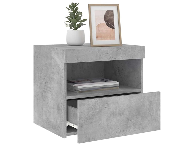 Lot de 2 tables de chevet - cabinet de chevet - table de nuit avec lumières led gris béton 50x40x45 cm - Conforama D