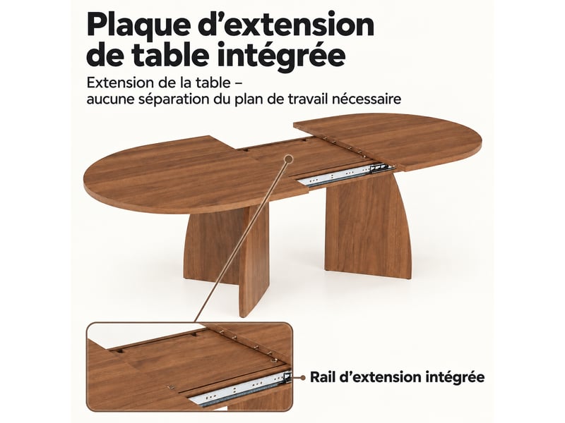  Table à manger extensible 6 à 8 personnes, coloris noyer, 150 à 200 x 90 cm  - Conforama D