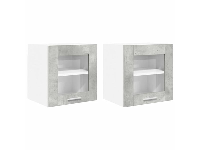  Lot de 2 armoires suspendues modernes avec rangement spacieux 40 x 31 x 40 cm en bois d'ingénierie gris béton 02_0053248  - Conforama A