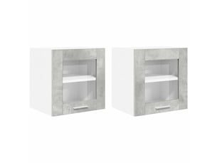 Lot de 2 armoires suspendues modernes avec rangement spacieux 40 x 31 x 40 cm en bois d'ingénierie gris béton 02_0053248