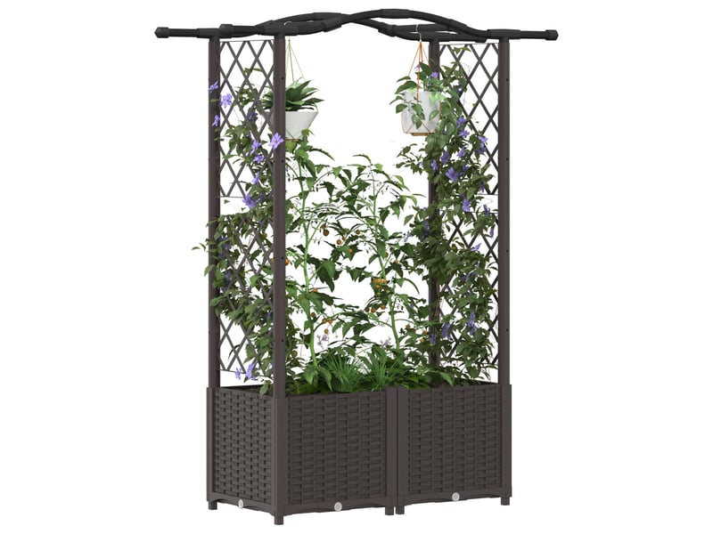  Jardinière - lit élevé avec treillis et toit marron 125 x 40 x 138 cm pp  - Conforama C