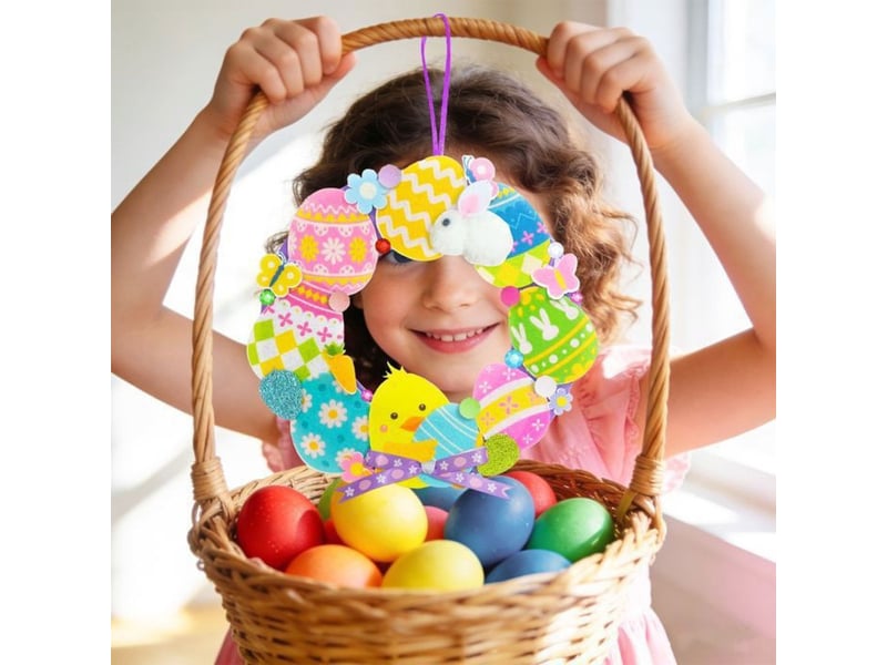  Kit loisirs creatifs couronne de paques en feutrine 12 ensembles multicolore avec accessoires 333453_AABWG81592_6_DROPFR - Conforama D