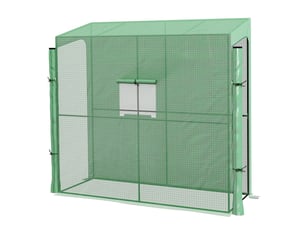 Serre adossée 200x80x200180 cm – verte – housse pe anti-uv renforcée, portes zippées et fenêtre