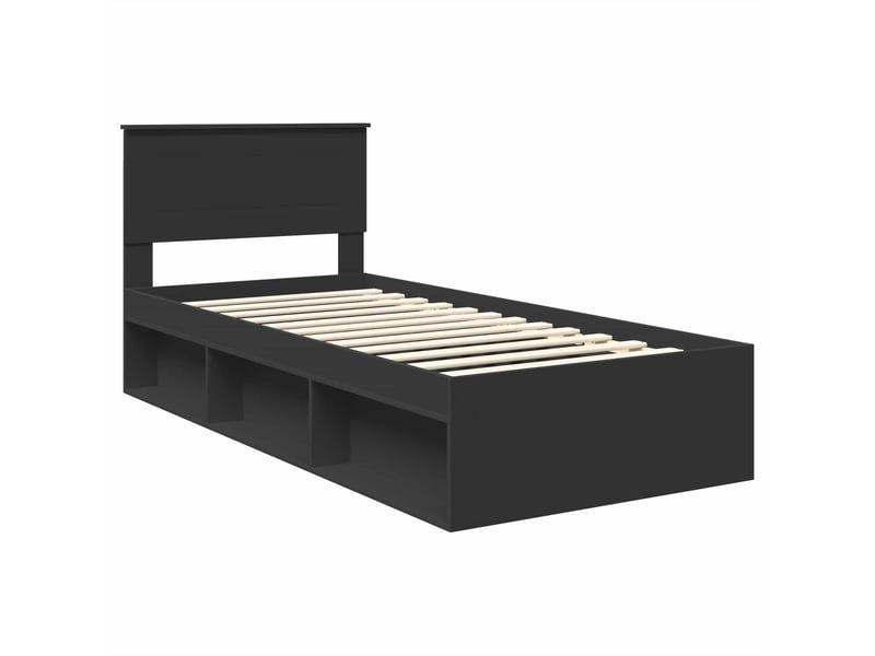 Lit simple- lit adulte -  cadre de lit noir 90 x 200 cm bois d'ingénierie  - Conforama C