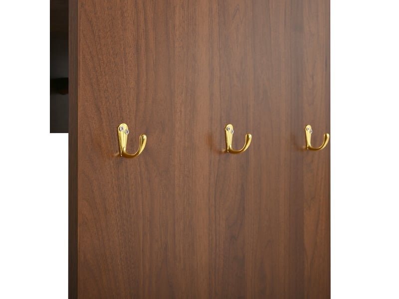  Vestiaire d'entrée effet bois noyer compacte, penderie et meuble à chaussures 115x38,5x191,5cm  - Conforama D