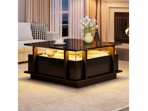 Table basse carré(e) coloris noir <strong></strong> <strong></strong> - 70 cmx70 cm