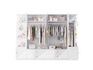 Armoire 6 porte(s) battante  4 tiroir(s) BEAOK  coloris blanc largeur 270 cm