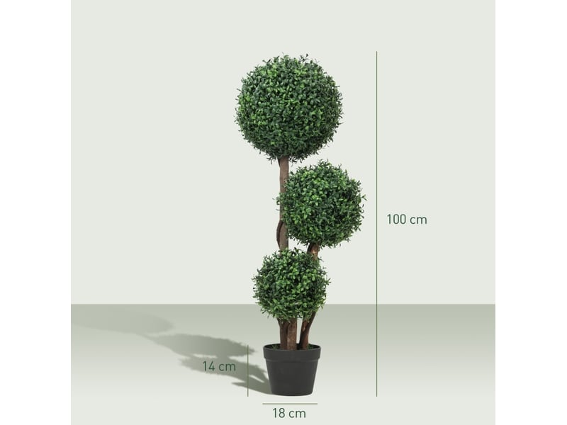  Plante artificielle buis trois boules 30x30x100 cm verte  - Conforama E