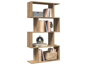 Étagère de rangement, étagère séparatrice de pièce à 4 niveaux chêne artisanal shl3593