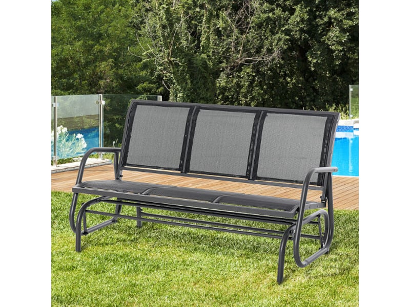  Balancelle jardin 3 places en métal, 300 kg, gris foncé, 147x70x85 cm  - Conforama B