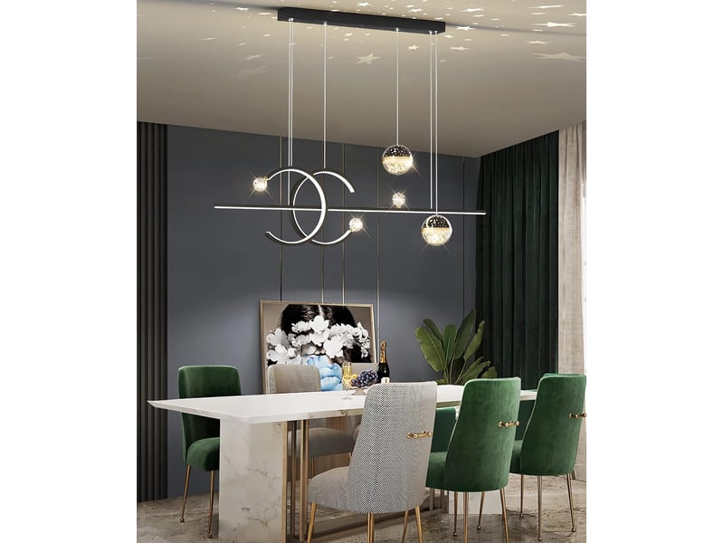  Lampe de table à manger led suspendue dimmable éclairage pour salon,  bureau noir l100cm  - Conforama D