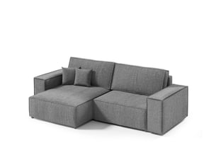 Canapé d'angle réversible convertible ULTRA  4 places Velours côtelé gris avec coffre de rangement