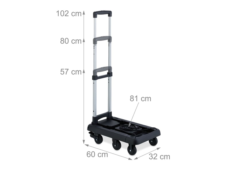  Chariot de transport pliable pratique pour déménagements 102 x 32 x 60 cm en plastique noir 13_0016111  - Conforama A