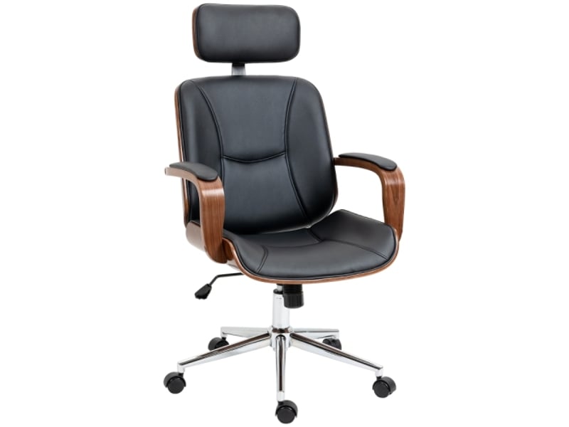 Chaise de bureau ergonomique à dossier haut, appui-tête amovible, noir, télétravail - Conforama A