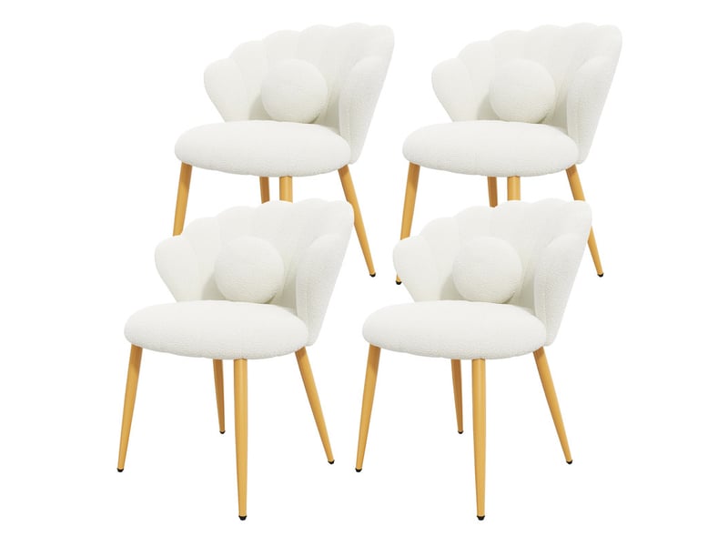  Lot de 4 chaises – rembourrées – pieds en métal doré – blanc  - Conforama C