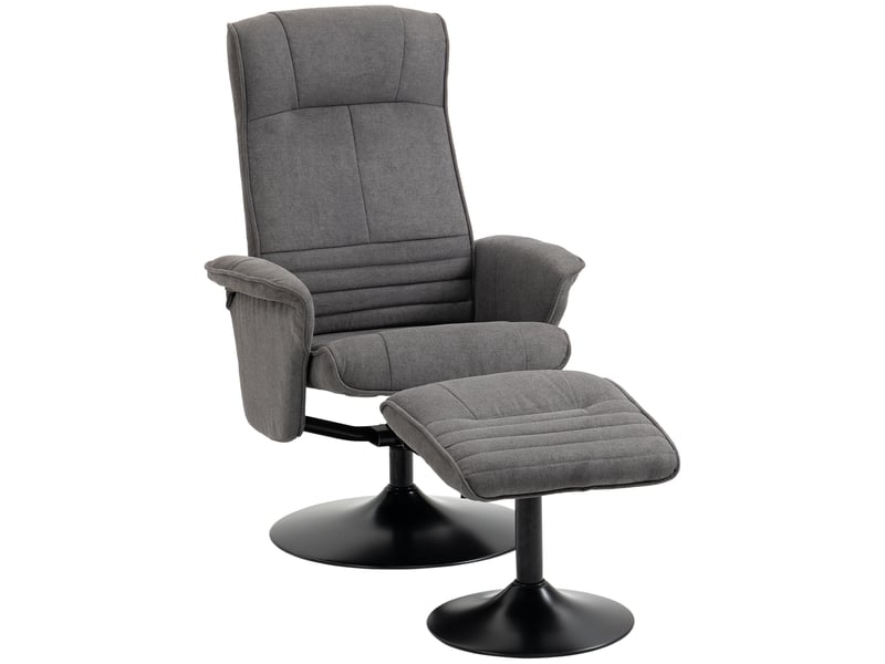  Fauteuil inclinable avec repose-pieds, dossier réglable, 69 cm x 71 cm x 104 cm, gris foncé et noir  - Conforama A