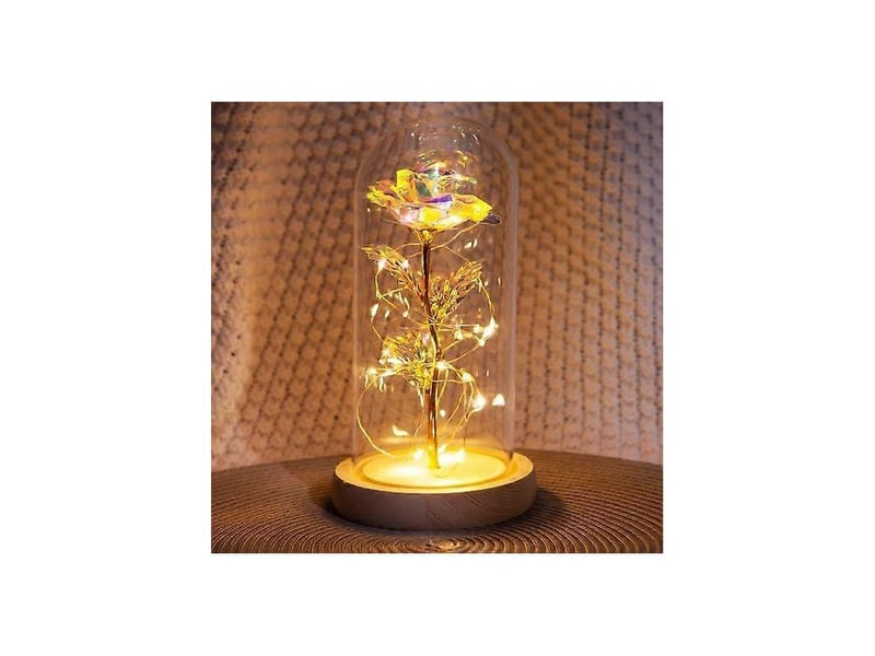  Lampe romantique et créative ornée de fleurs artificielles éternelles pour la saint-valentinrose  - Conforama D