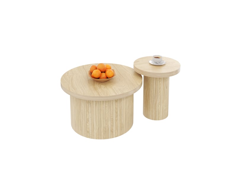  Table basse gigogne ronde naturel - 66x66 cm mdf table basse naturel - Conforama A