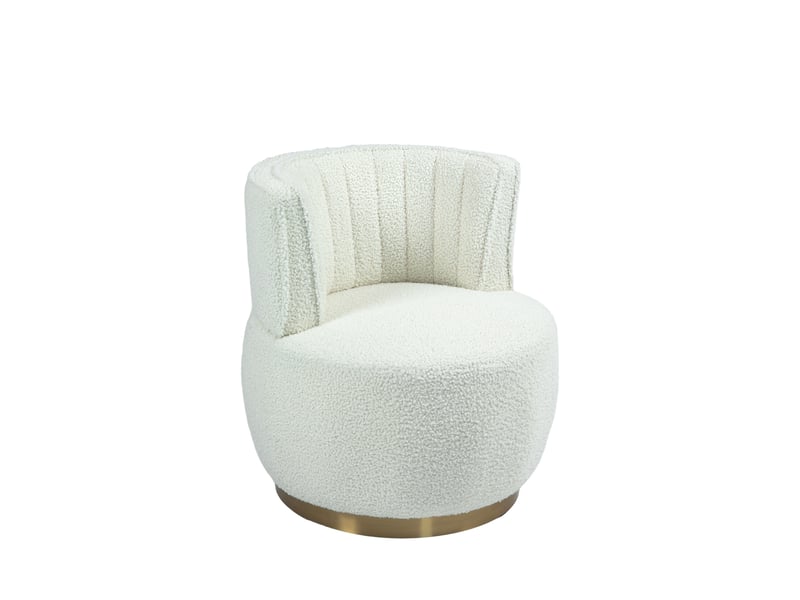  Fauteuil pivotant à 360° en tissu teddy blanc W2845P262594 - Conforama B